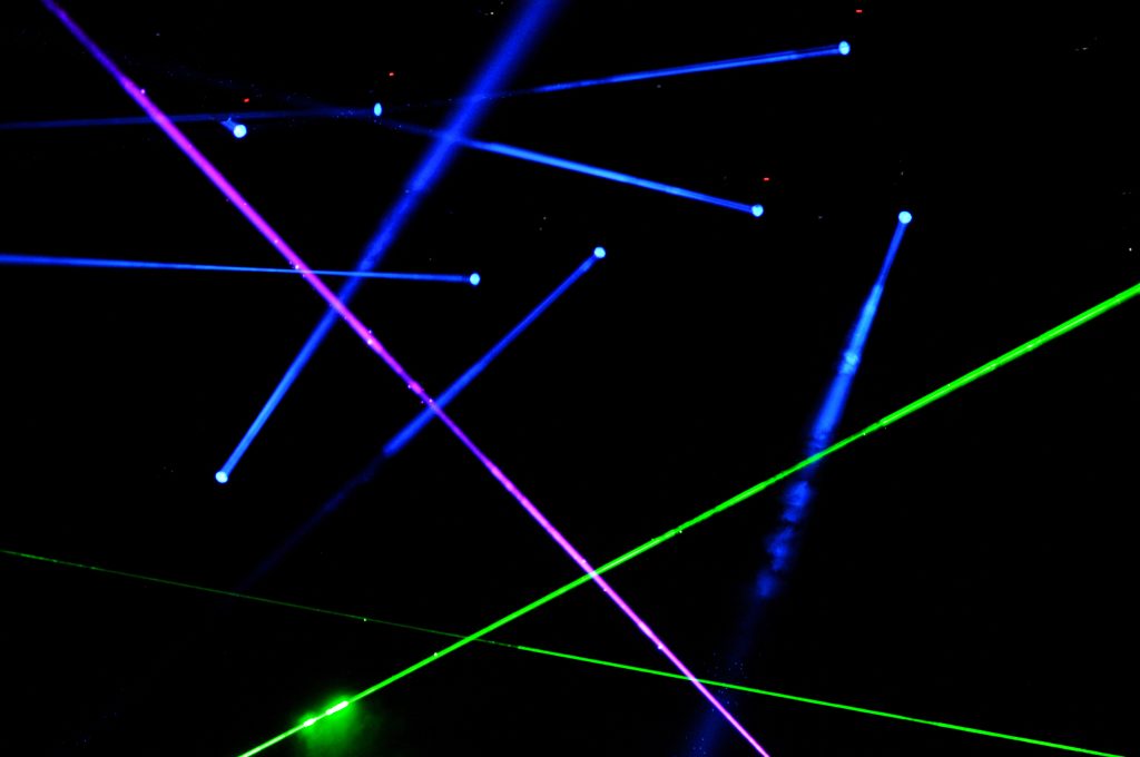 BONTIDA, ROMANIA - JUNE 28, 2015: Stage lights and laser show during a live concert at Electric Castle festival